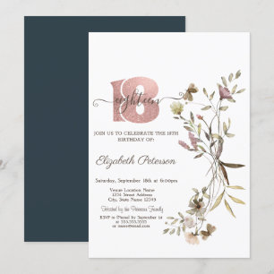 Invitation Whimsical Watercolor Fleurs sauvages 18e anniversa