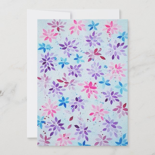 Invitation ​Whimsical Watercolor Purple & Pink Floral (Devant)