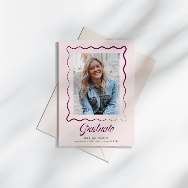 Invitation Whimsical Wavy Border Graduation Announcement (Créateur téléchargé)