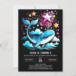 Invitation Whimsical Whale Ocean Girl Anniversaire