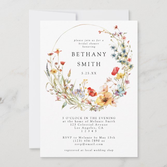 Invitation Whimsical Wildflower Bridal Shower (Devant)