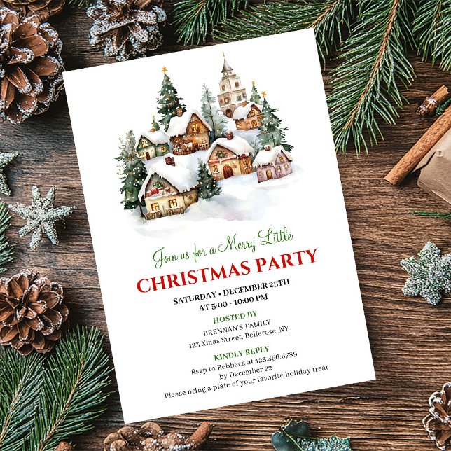 Invitation Whimsical winter scene Christmas party invite (Whimsical winter scene Christmas party invite

)