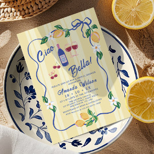 Invitation Whimsical Yellow Strip Ciao Bella Fête des mariées