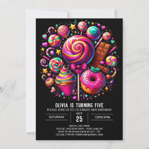 Invitation Whimspop Lollipop Candyland Digital Birthday