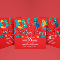 Whimssical Christmas Sock Exchange Party en rouge