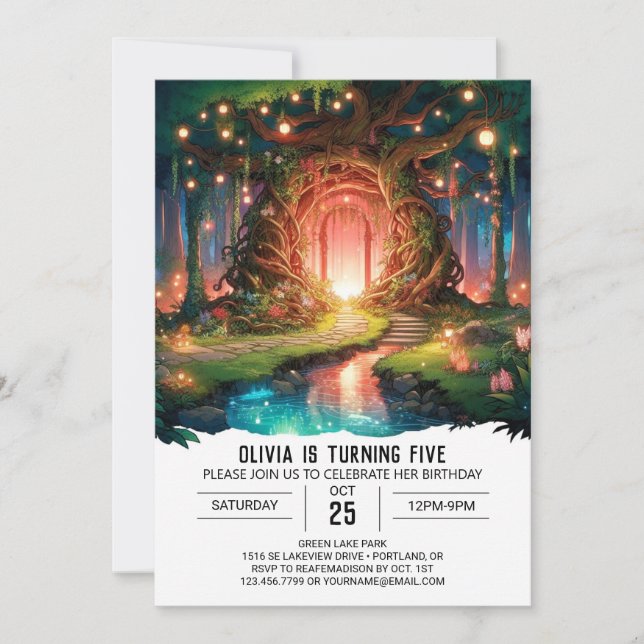 Invitation Whimsy Adorable Woodland Digital Anniversaire (Devant)