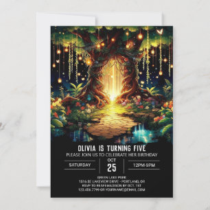Invitation Whimsy Bright Woodland Digital Anniversaire
