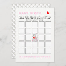 Whimsy Bunny Rabbits Baby shower Jeu de Bingo