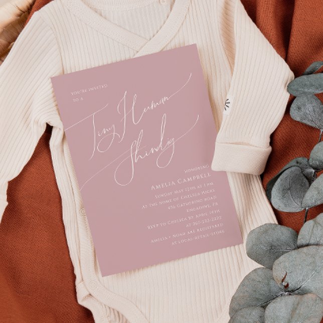 Invitation Whimsy Dusty Rose minuscule Baby shower humain (Créateur téléchargé)