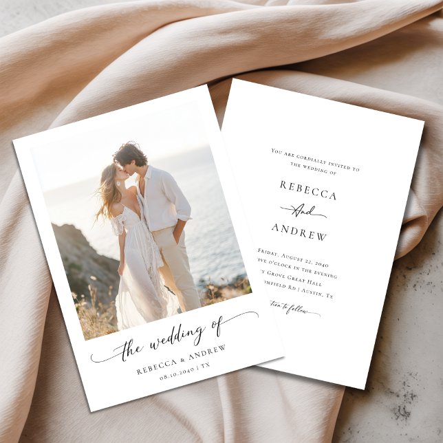 Invitation Whimsy Script Moderne Minimal Beach Mariage photo (Créateur téléchargé)
