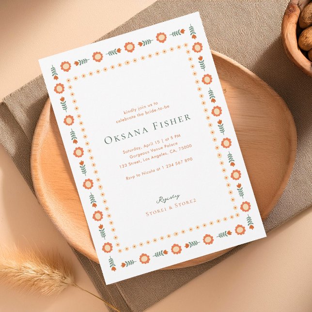 Invitation Whimsy Super Boho Orange et Fête des mariées verte (Créateur téléchargé)