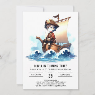 Invitation Whimsy Sweet Pirate Anniversaire