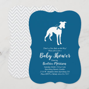 Invitation Whippet Chien Baby shower Garçon bleu