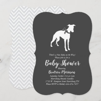 Invitation Whippet Chien Baby shower neutre