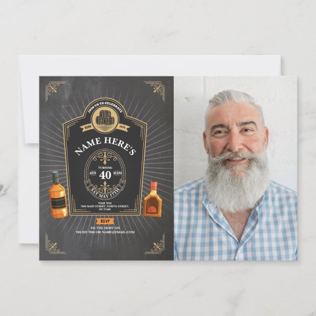 Invitation Whiskey Birthday Aged to Perfection 50th Chalk (Devant)