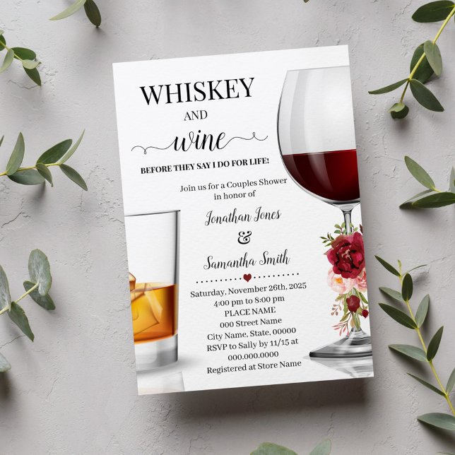 Invitation Whiskey et vin avant de faire Couples Douche (Créateur téléchargé)