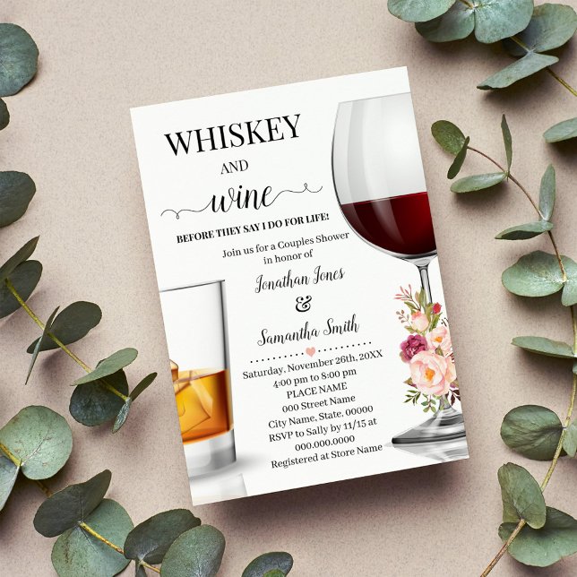 Invitation Whiskey et vin avant de faire wedding shower rose (Créateur téléchargé)
