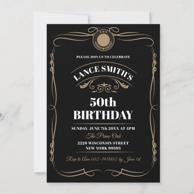 Invitation Whiskey Étiquette âgé à la perfection Anniversaire (Devant)