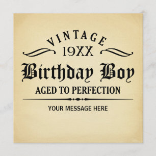 Invitation Whiskey vintage âgé à l'invitation d'anniversaire
