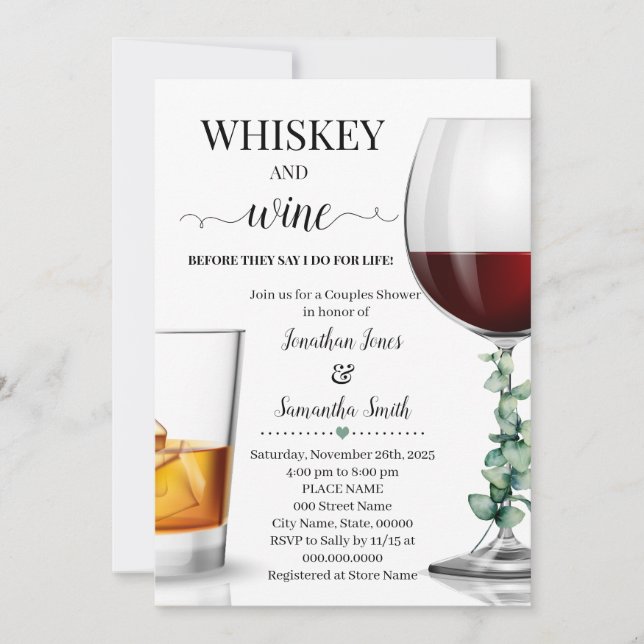 Invitation Whiskey & wine avant que je ne fasse la verdure de (Devant)