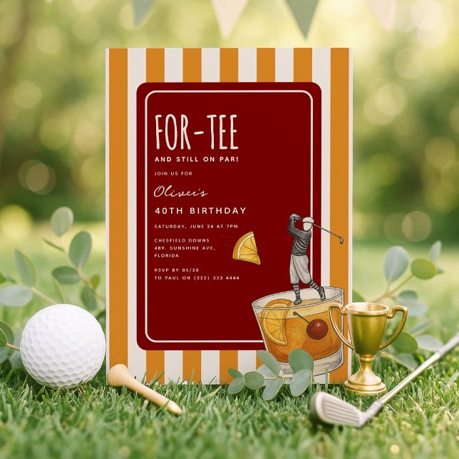 Invitation Whisky Golf Themed 40th Birthday (Créateur téléchargé)