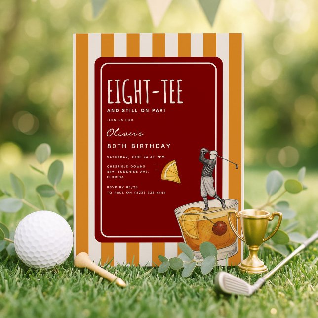 Invitation Whisky Golf Themed 80th Birthday (Créateur téléchargé)