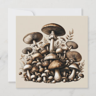 Invitation Whispering Woods : Motif de champignons sans soudu