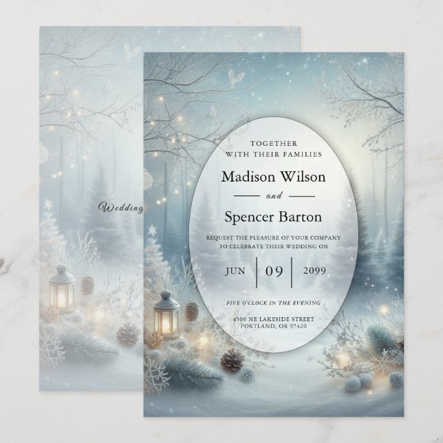 Invitation Whispers of a Winter Solstice Wedding (Devant / Derrière)