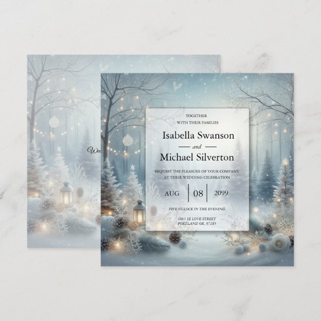Invitation Whispers of a Winter Solstice Wedding (Devant / Derrière)