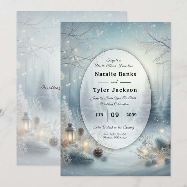 Invitation Whispers of a Winter Solstice Wedding (Devant / Derrière)