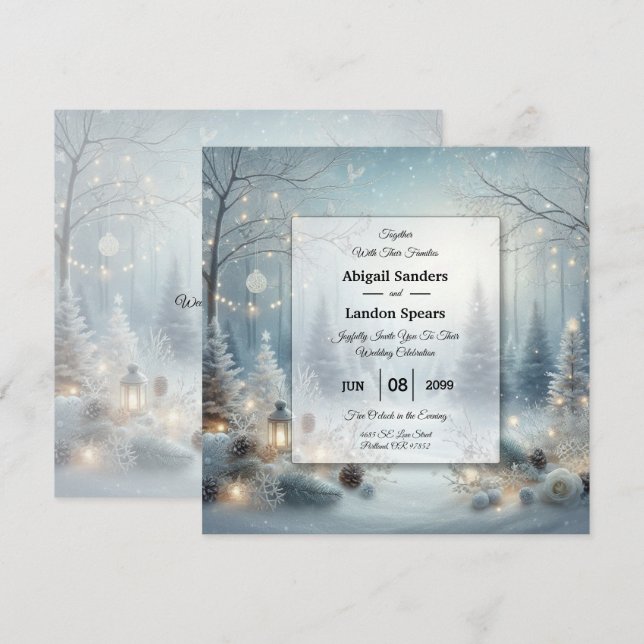 Invitation Whispers of a Winter Solstice Wedding (Devant / Derrière)