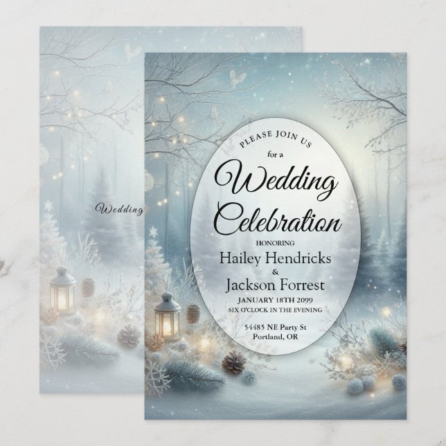 Invitation Whispers of a Winter Solstice Wedding (Devant / Derrière)