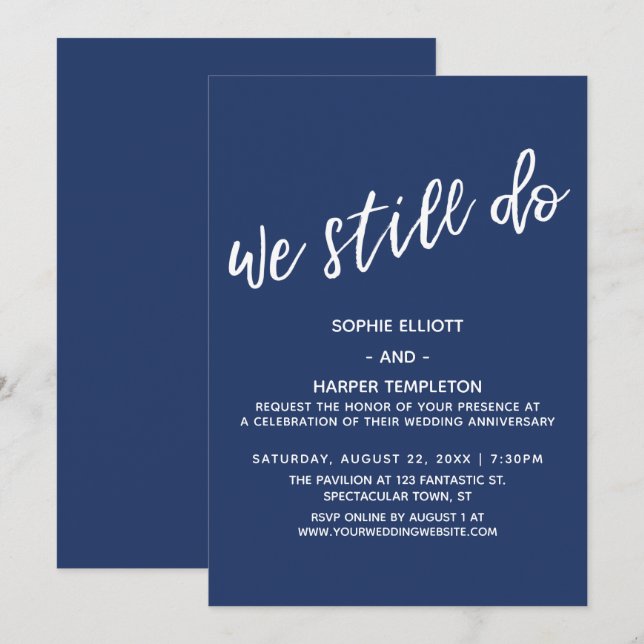 Invitation White and Navy Nous faisons toujours l'écriture ma (Devant / Derrière)