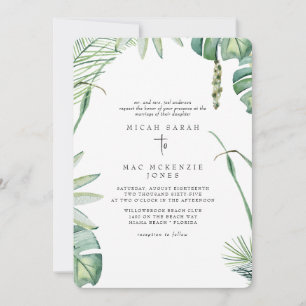 Invitation White Beach Tropics Mariée Parents Mariage