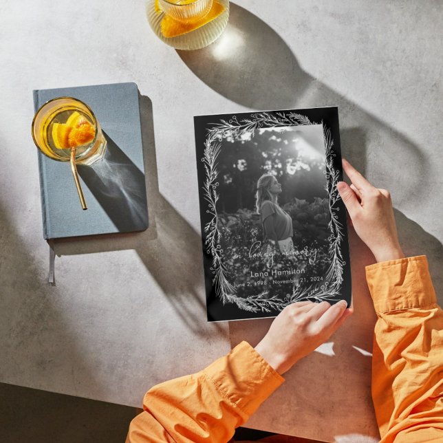 Invitation White Botanical Photo Funeral Program (Créateur téléchargé)