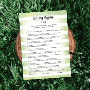 Invitation White Bunny Green Nursery Rhymes Jeu de Quiz
