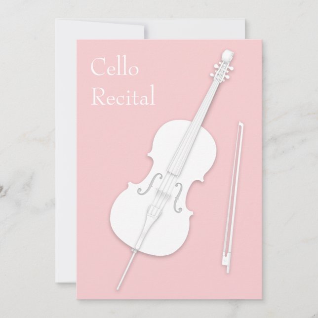 Invitation White Cello & Bow Music Considérant Concert Rose r (Devant)
