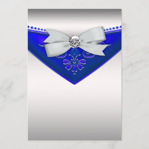 Invitation White Diamond Royal Blue Anniversaire Fête Invitat