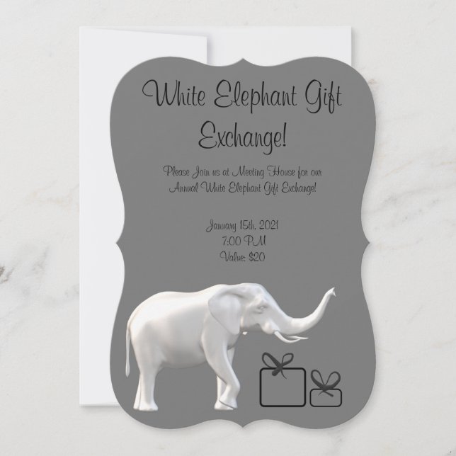 Invitation White Elephant Exchange (Devant)