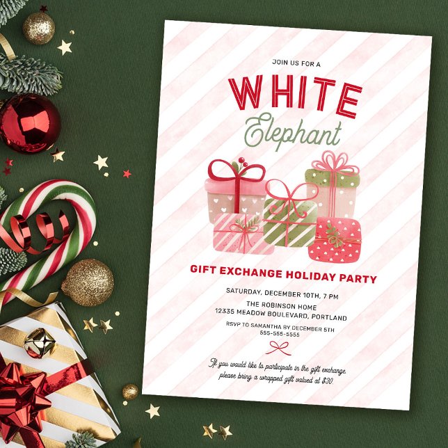 Invitation White Elephant Holiday Gift Exchange Party (Créateur téléchargé)