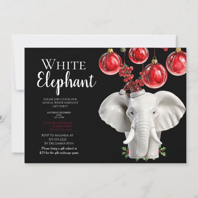 Invitation  White Elephant Kids Christmas party   (Devant)