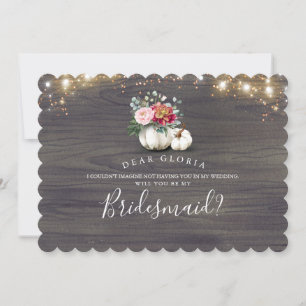Invitation White Floral Citrouille Rustic Bridesmaid Proposit