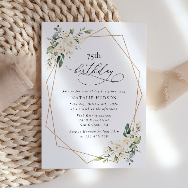 Invitation White Flowers, Cream Flowers, Boho, Birthday (Créateur téléchargé)