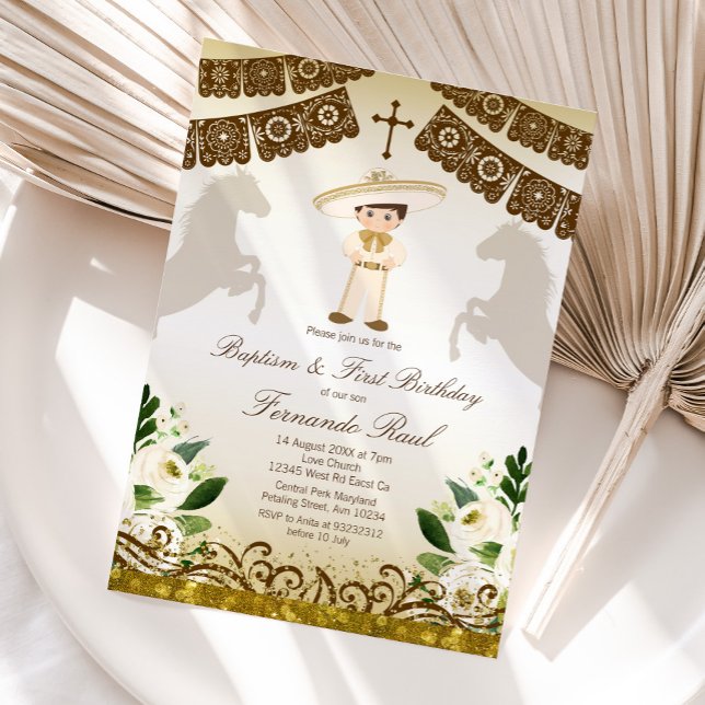 Invitation White Flowers Fiesta Baptism and Birthday (Créateur téléchargé)