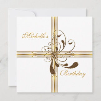 Invitation White & Gold Abstract