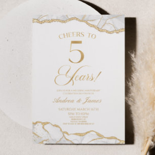 Invitation White Gold Agate 5e fête Mariage Anniversaire