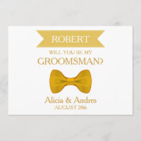 White & Gold Bow Serez-vous mon Groomsman?