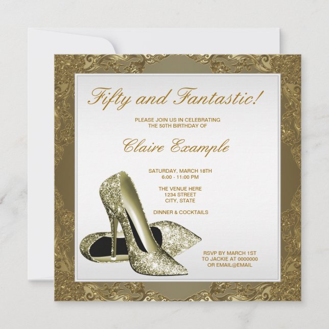 Invitation White Gold High talons femmes 50e anniversaire (Devant)
