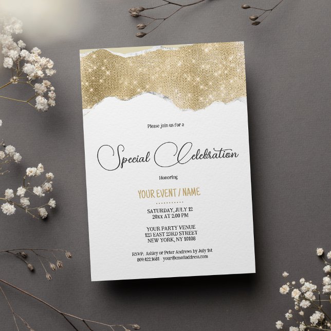 Invitation White gold silver glitter luxury Special Event (White gold silver glitter luxury Special Event)