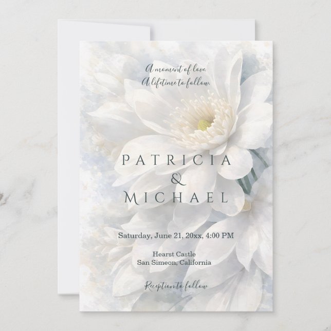 Invitation White Ivory Quiet Luxury Romantic Elegant Wedding  (Devant)